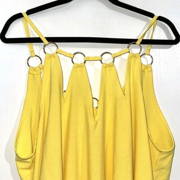 Yellow High-Low Sleeveless Dress With Ring Detail Size1XL - Picture 4 of 10